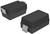 Zwei schwarze elektronische Bauteile, rechteckig mit Metallkontakten an den Seiten, auf weißem Hintergrund.