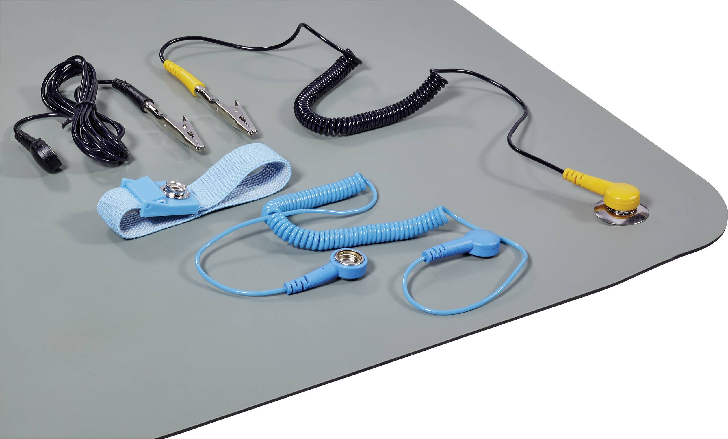 TRU COMPONENTS ESDM-500BG ESD-Tischmatten-Set Grau (L x B x H) 590 x 500 x 2 mm inkl. Erdungskabel, inkl. Erdungsarmband-1