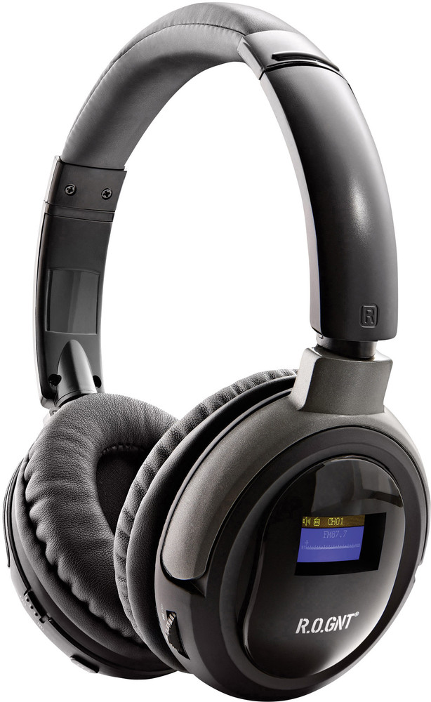 ROGNT 0401.88, Kopfhörer mit eingebautem MP3Player und UKWRadio, Schwarz