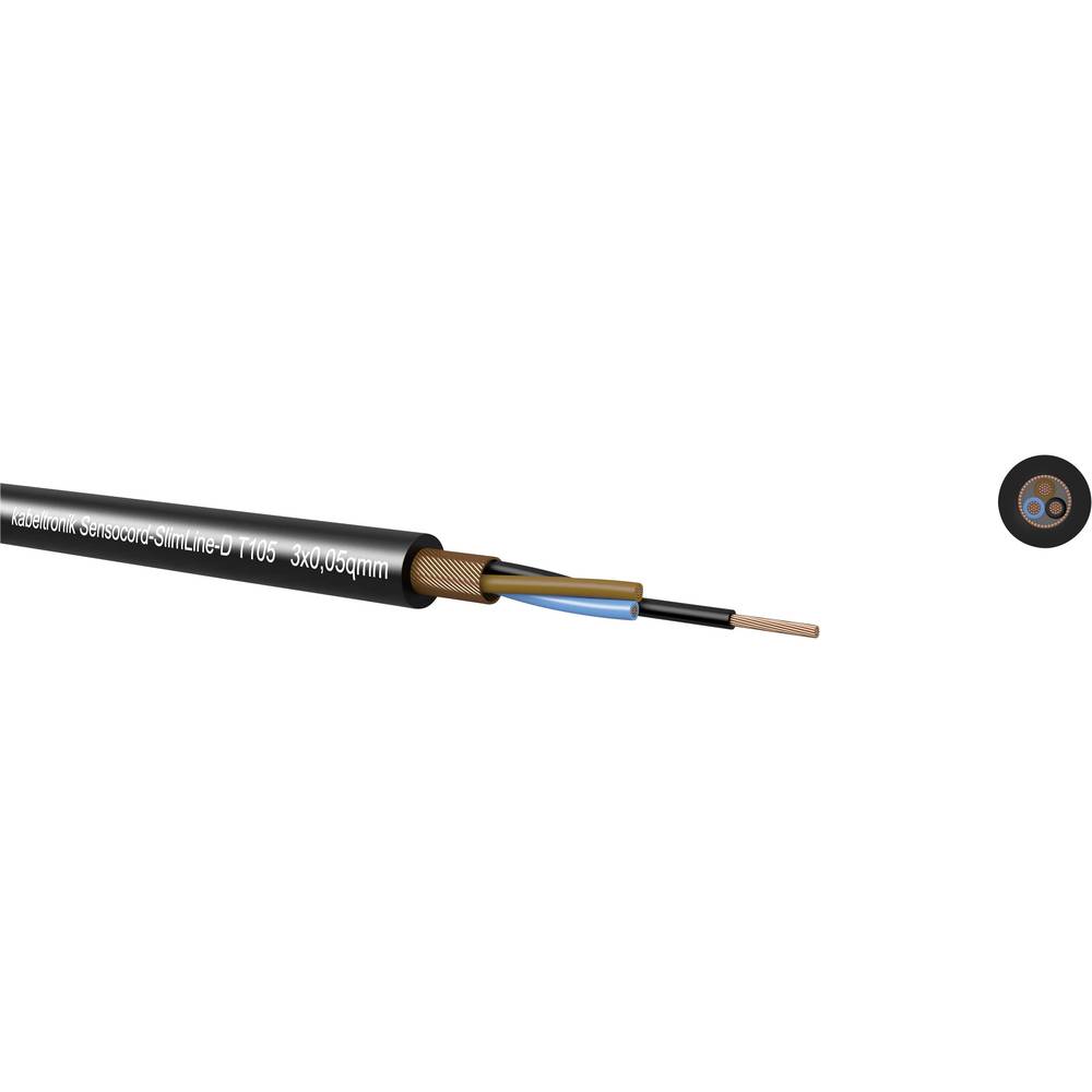 Sensor kabel Sensocord® 3 x 0.05 mm² Zwart Kabeltronik 24303D5T9 Per meter