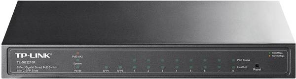 TP-Link TL-SG2210P 8-Port Gigabit Smart PoE Switch with 2 SFP Slots - Switch - managed - 8 x 10/100/1000 + 2 x SFP - Des