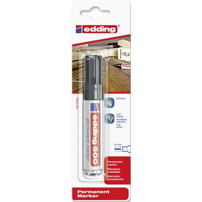 Edding 500 Permanentmarker in Verpackung, geeignet für viele Oberflächen, Schreibbreite 2-7 mm, Farbe Schwarz.