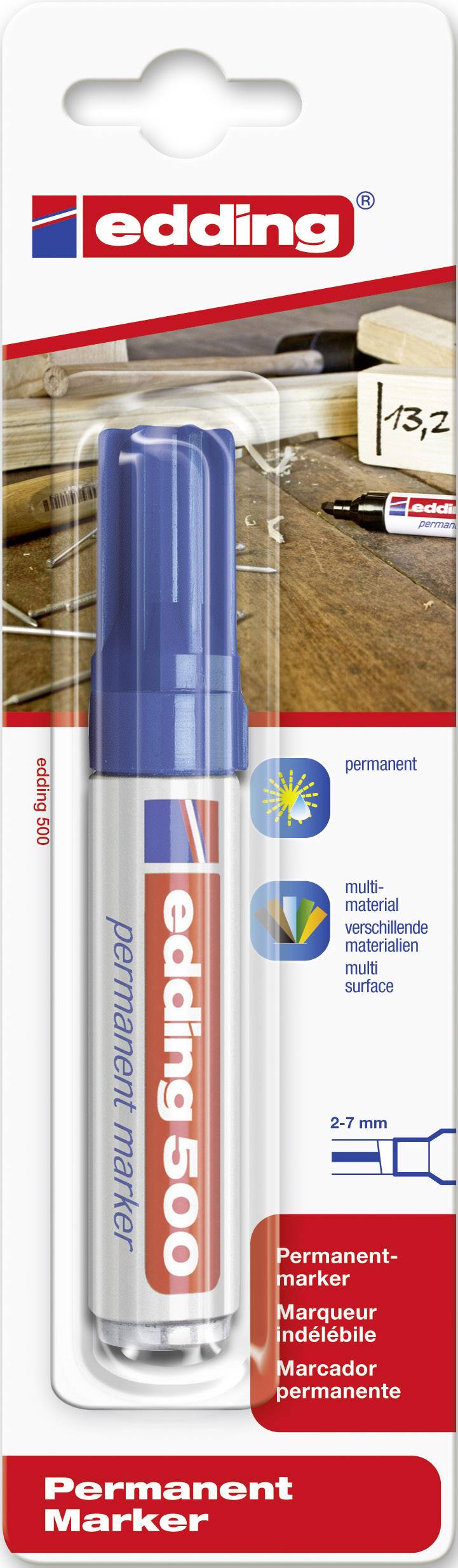 Edding edding 500 4-500003 Permanentmarker Blau wasserfest: Ja