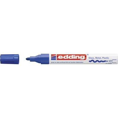 Edding Permanentmarker, geschlossen, blau, geeignet für Glas, Metall und Plastik.
