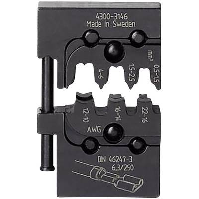 Zangeinsatz mit Prägungen: '4300-3146 Made in Sweden', 'AWG', 'DIN 46247-3', Skala von 0,5-16 für Kabelschneiderei.