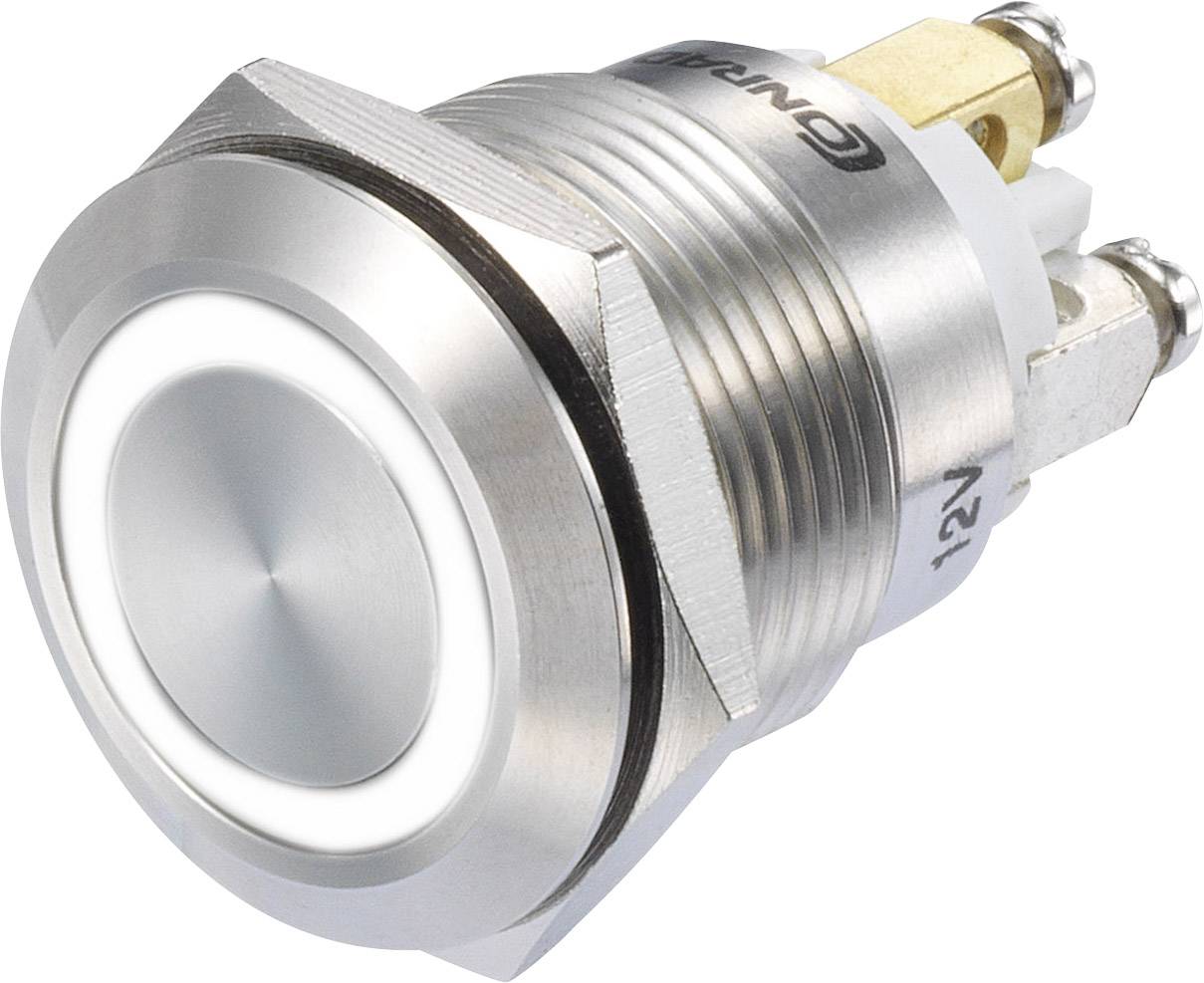 TRU COMPONENTS 1273006 GQ19F-10E/W/12V/S Druckschalter 48 V/DC 3 A 1 x Ein/(Ein) tastend Weiß IP65 1 St.