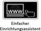 Ein Symbol zeigt einen Computerbildschirm mit einem 'WWW'-Schriftzug und einem Pfeil, darunter steht 'Einfacher Einrichtungsassistent'.