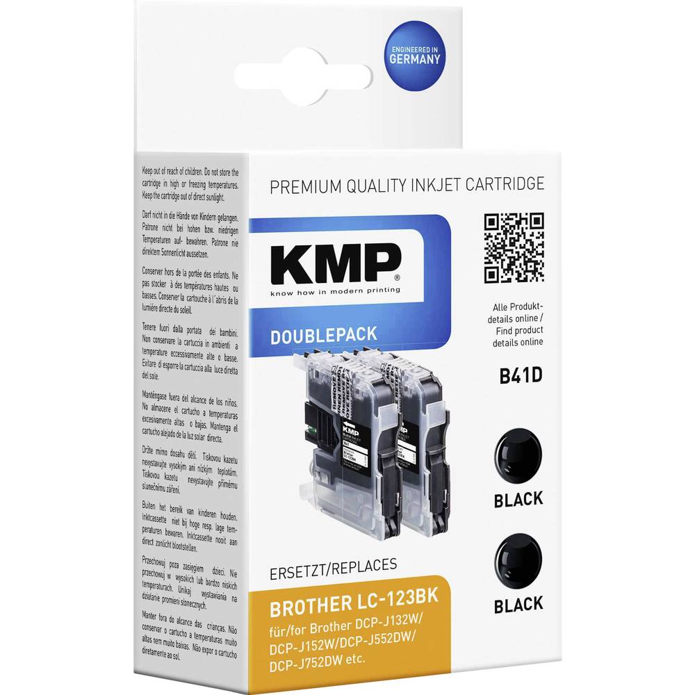 KMP B41D Cartridge set van 2 vervangt Brother LC-123 Zwart