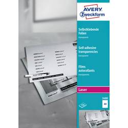 Image of Avery-Zweckform 3480 Selbstklebefolie DIN A4 Farblaserdrucker, Laserdrucker, Farbkopierer, Kopierer Transparent 100 St.