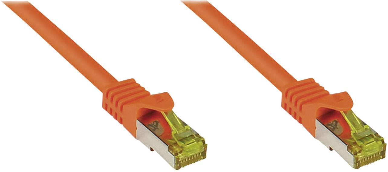 Good Connections® RJ45 Patchkabel mit Cat. 7 Rohkabel und Rastnasenschutz (RNS®), S/FTP, PiMF, 500MHz, orange, 2m-0