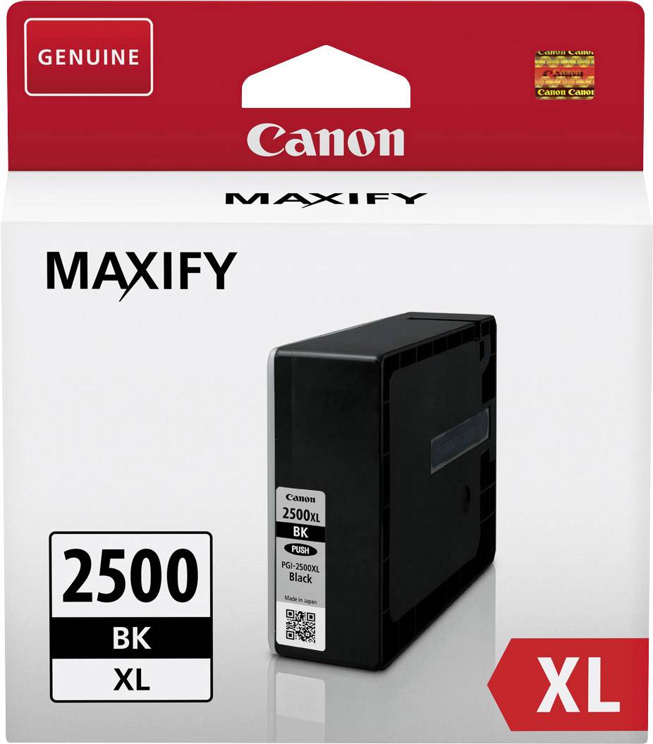 Canon MAXIFY Tintenpatrone PGI-2500XL BK, schwarze XL-Einheit für Drucker, Originalprodukt, Kapazität: 2500 Seiten.