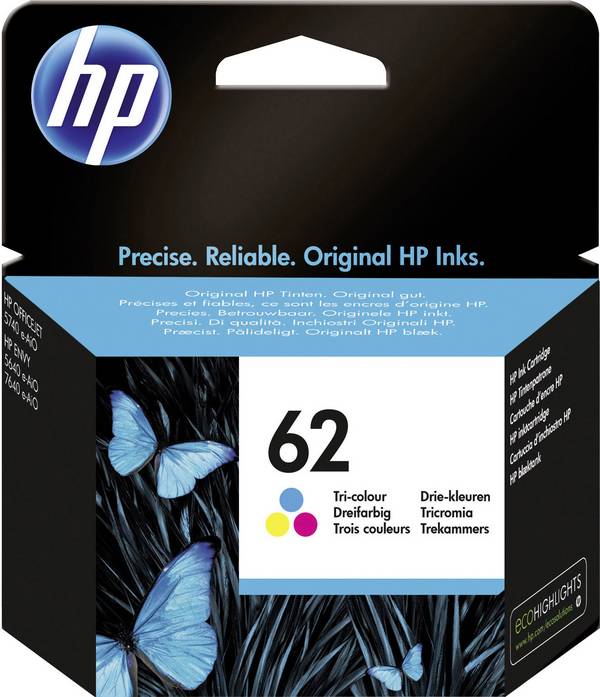 HP 62 Druckerpatrone Original  Cyan, Magenta, Gelb C2P06AE Tinte