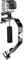 Ein schwarzer Handheld-Gimbal mit montierter Action-Kamera, geeignet für stabile Videoaufnahmen. Ideal für Outdoor-Abenteuer.