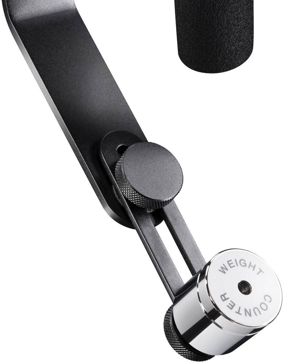 Tonarm mit verstellbarem Gegengewicht an einem Plattenspieler zur Feinjustierung der Tonabnehmernadel.