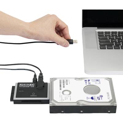 Renkforce Festplatten Adapter [1x USB 2.0 Stecker A - 1x IDE-Buchse 40pol., IDE-Buchse 44pol., SATA-Kombi-Stecker 7+15po