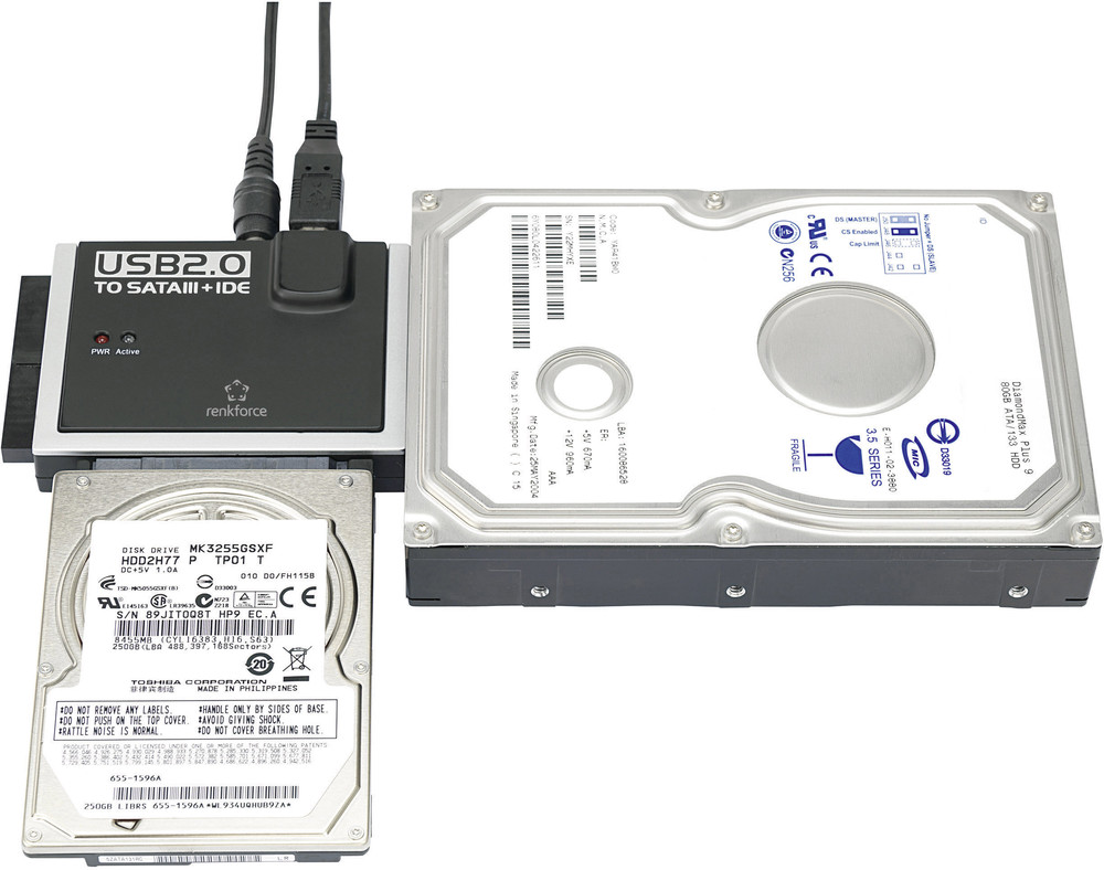 renkforce USB 2.0 zu IDE+SATA Konverter