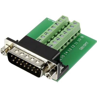 'DB15 zu Schraubklemmen Adapterplatine', ermöglicht den Anschluss von Geräten mit DB15-Schnittstelle an Schraubklemmen.