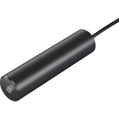 Schwarzer zylindrischer Sensor mit Kabel, industrielle Anwendung.