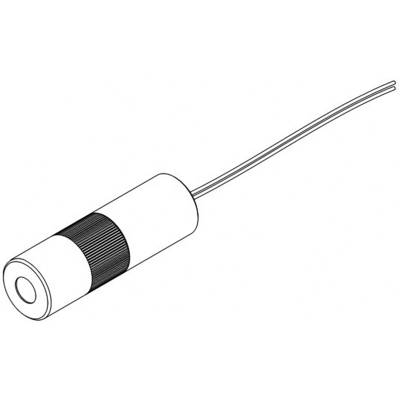 Zeichnung eines zylindrischen Sensors mit Drahtanschluss, typisch für industrielle Anwendungen.