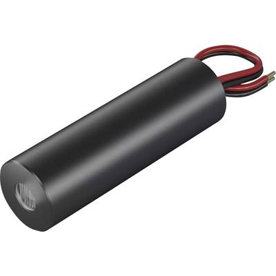 Schwarze zylindrische Batterie mit roten und schwarzen Drähten, die aus einem Ende herausragen. Geeignet für technische oder elektronische Anwendungen.