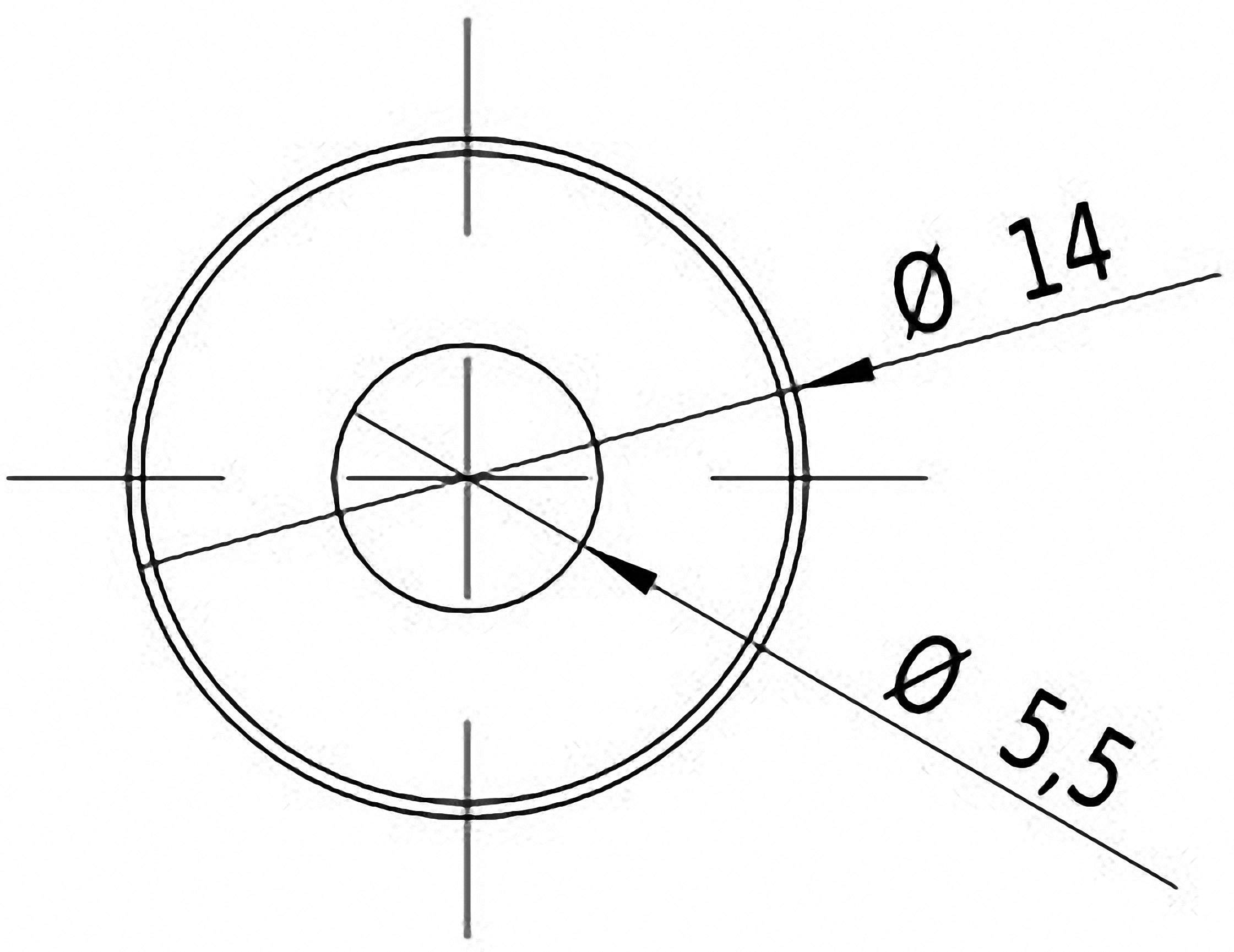 'Kreisdiagramm mit zwei Durchmesserangaben: Ø 14 und Ø 5,5.'
