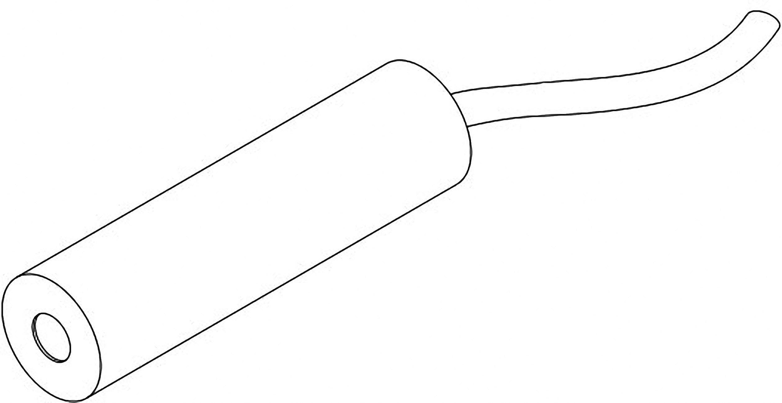 Eine einfache Strichzeichnung eines zylindrischen Objekts mit einer Schnur oder einem Kabel, das hinten herausragt.
