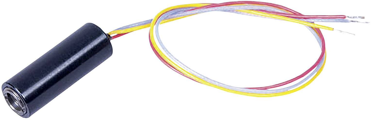 Ein zylindrischer Sensor mit drei herausragenden Drähten in den Farben Rot, Gelb und Weiß.