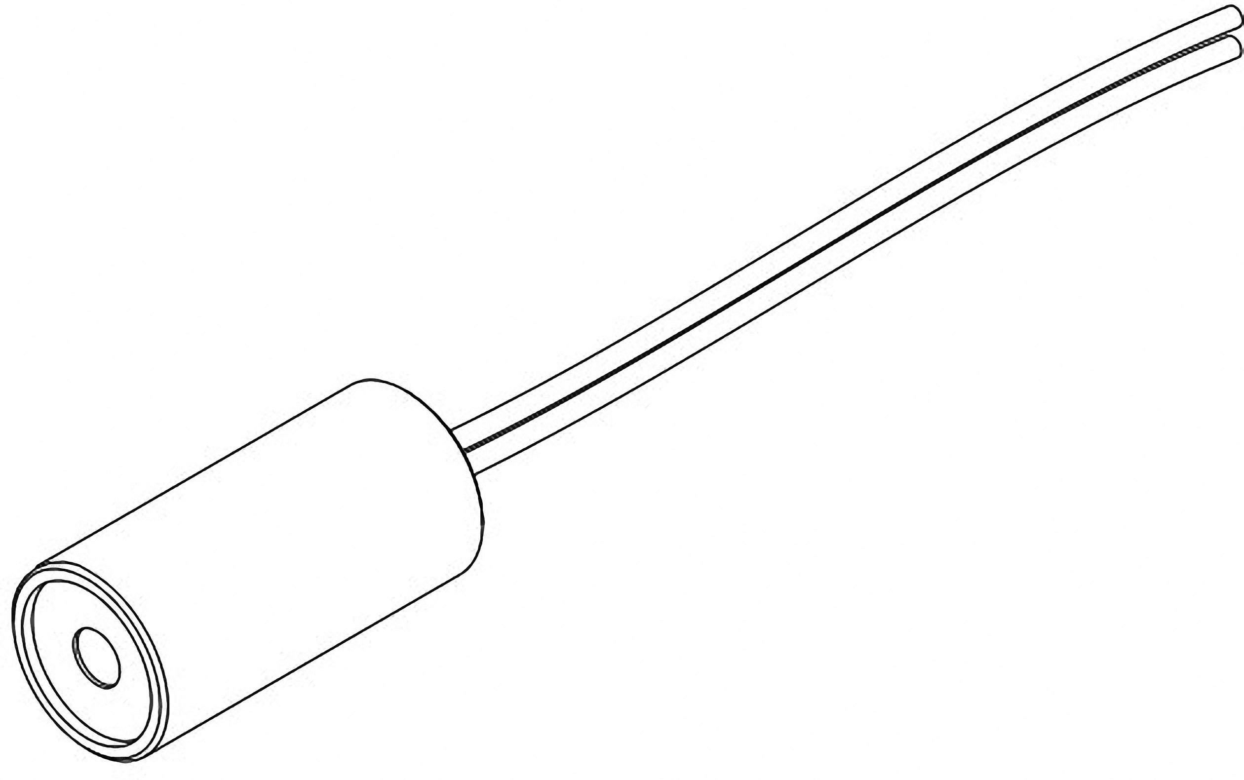 Kabel mit zylindrischem Anschlussstecker, zwei Kabel führen aus einer Seite, üblicherweise für elektronische Verbindungen verwendet.