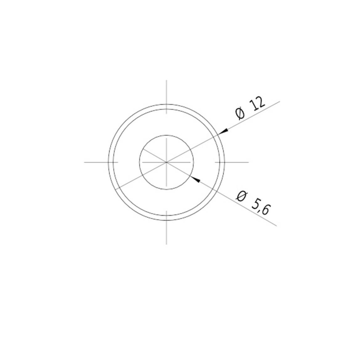 Technische Zeichnung eines Kreises mit einem mittigen Punkt. Zwei Durchmesser sind angegeben: 'Ø 12' und 'Ø 5,6'.