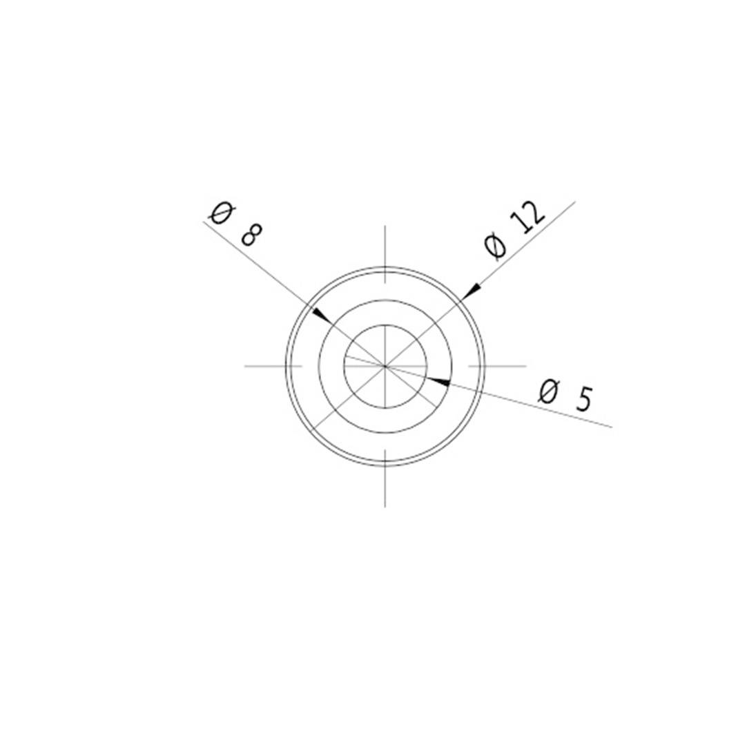 Technische Zeichnung eines Kreises mit drei markierten Durchmessern: 12 mm, 8 mm und 5 mm.