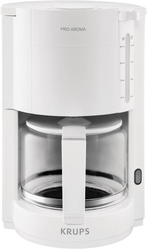 Krups ProAroma Kaffeemaschine Weiß  Fassungsvermögen Tassen=15 Warmhaltefunktion, Glaskanne