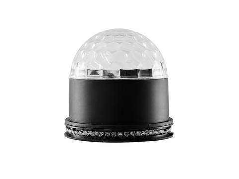 Eine runde, schwarze und durchsichtige Kuppelkamera mit LED-Leuchtring, geeignet für Überwachung und Sicherheitsanwendungen.