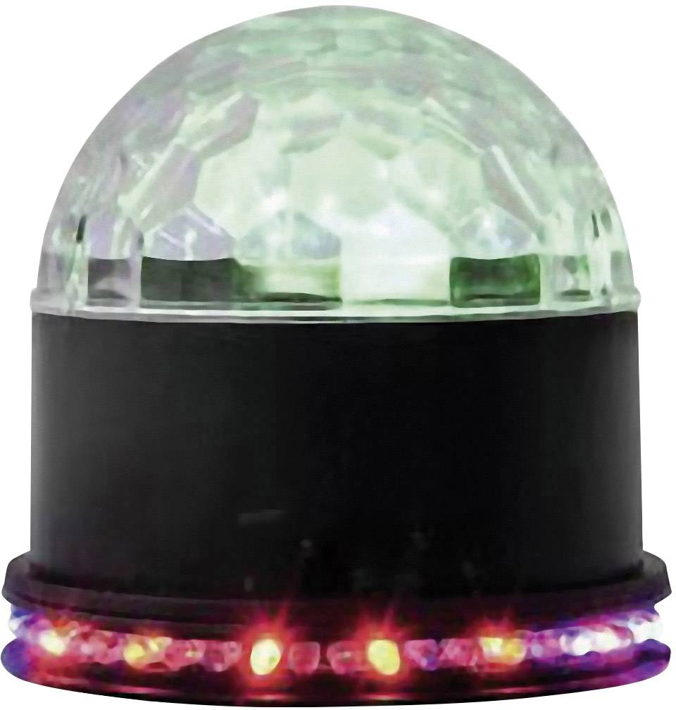 Ein drehendes, kugelförmiges LED-Licht mit bunten Farben. Geeignet für Party- oder Disco-Atmosphäre.