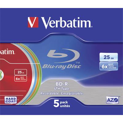 Verbatim 43774 Blu-ray BD-R Rohling 25 GB 5 St. Slimcase Farbig