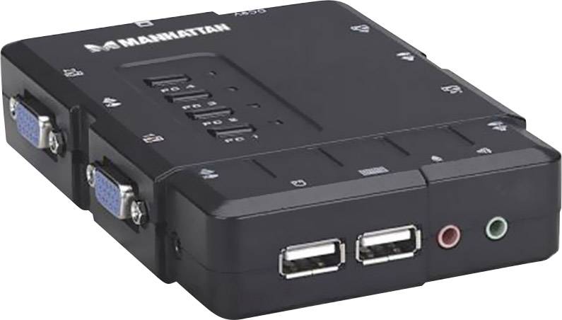 KVM Switch  4-Port MANHATTAN Kompakt (USB/VGA/Audio)