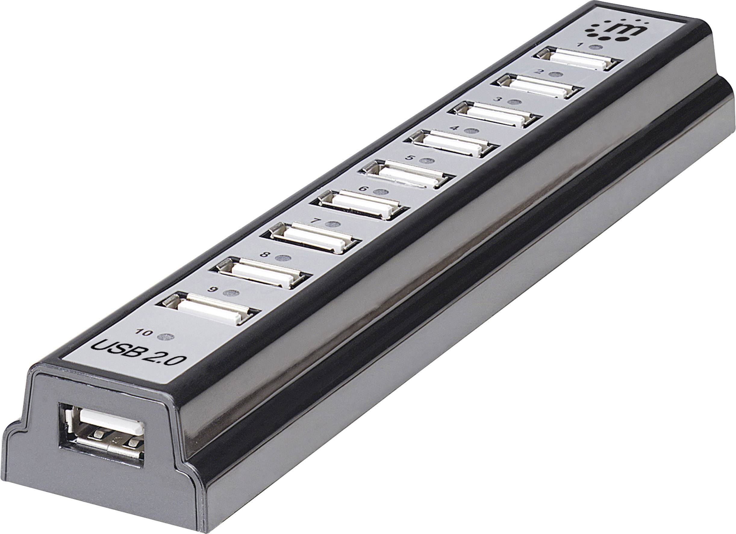 USB Hub MANHATTAN USB 2.0 10-Ports Stromversorgung über USB