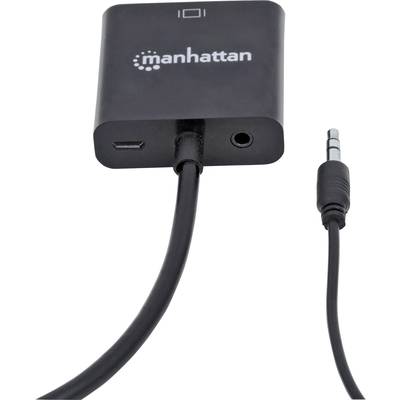 'Manhattan' Audiokonverter mit USB-C-Anschluss und 3,5-mm-Audiobuchse, geeignet für Audioübertragung an Kopfhörer oder Lautsprecher.