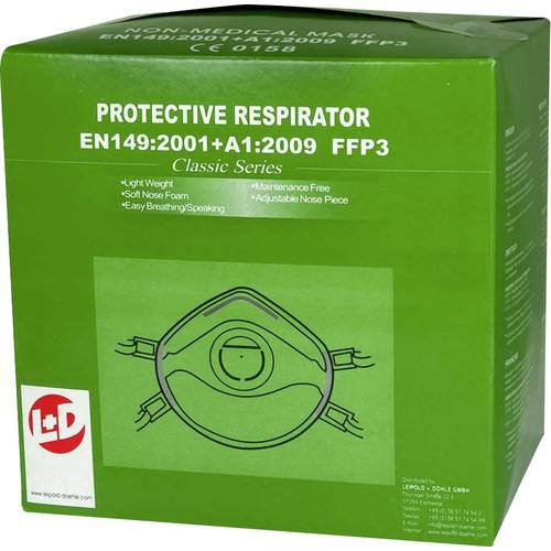 Leipold Doehle 26184 Feinstaubmaske mit Ventil FFP3 D 10 St. EN 149:2001, EN 149:2009 DIN 149:2001, DIN 149:2009