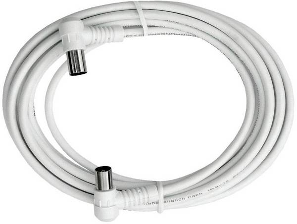 Axing Antennen Anschlusskabel [1x Antennenstecker 75 Ω - 1x Antennenbuchse 75 Ω] 5.00 m 85 dB  Weiß