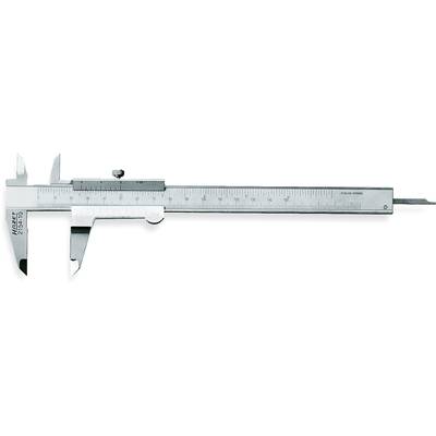 Messschieber aus Metall mit Millimeter- und Zollskala, verwendet zur präzisen Messung von Längen oder Durchmessern.