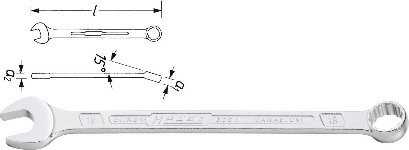 HAZET Ring-Maulschlüssel Schlüsselweite 7/8 600NA-7/8 (600NA-7/8)