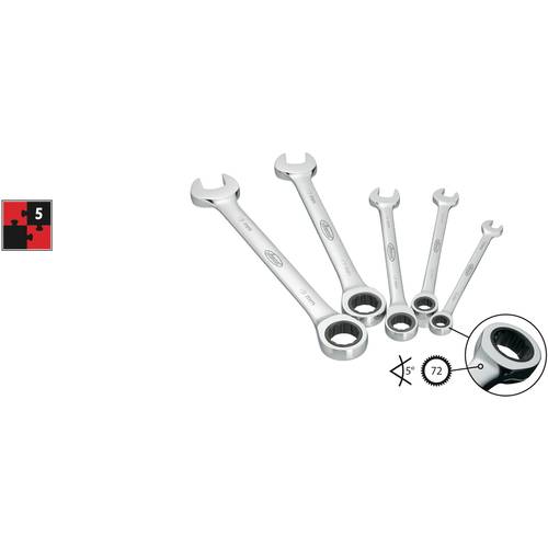 Vigor V2820 Knarren-Ring-Maulschlüssel-Satz 5teilig Schlüsselweite (Metrisch) 8 - 19 mm