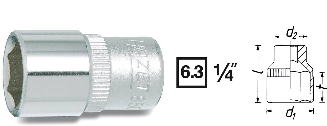HAZET 6kt.-Steckschlüssel-Einsatz 850A-5/16 Länge (850A-5/16)