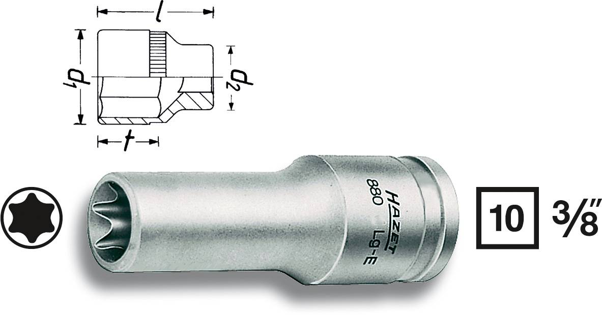 HAZET TORX® Steckschlüssel-Einsatz 880LG-E10 Länge (880LG-E10)