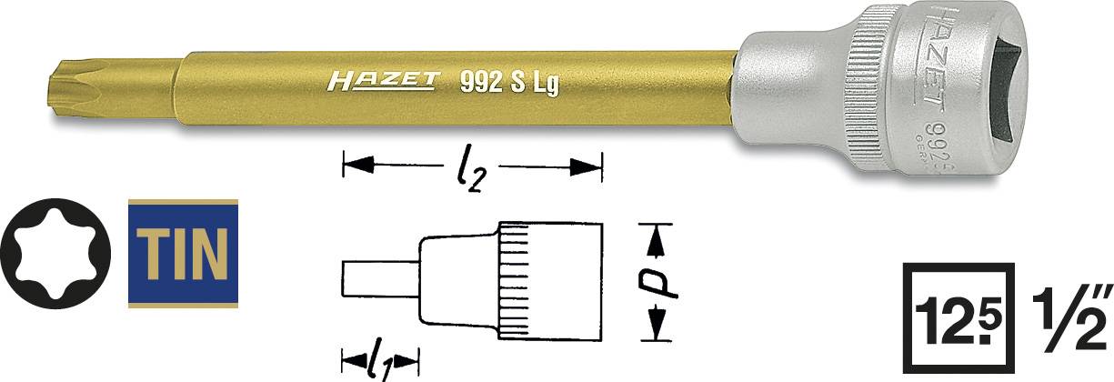 HAZET Kühlmittelpumpen TORX® Schraubendreher-Steckschlüssel-Einsatz 992SLG-T30 Länge (992SLG-T30)