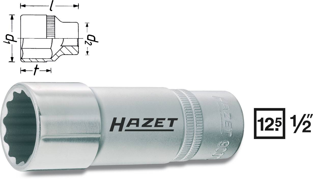 HAZET Doppel-6kt.-Steckschlüssel-Einsatz 900TZ-10 Länge (900TZ-10)