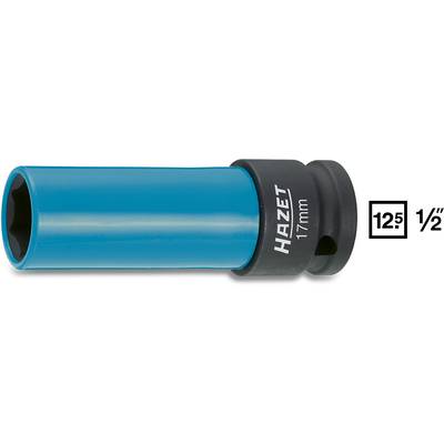 Eine blaue Hazet 17mm Stecknuss mit 1/2 Zoll Antrieb, zum Schutz bei der Radmontage.