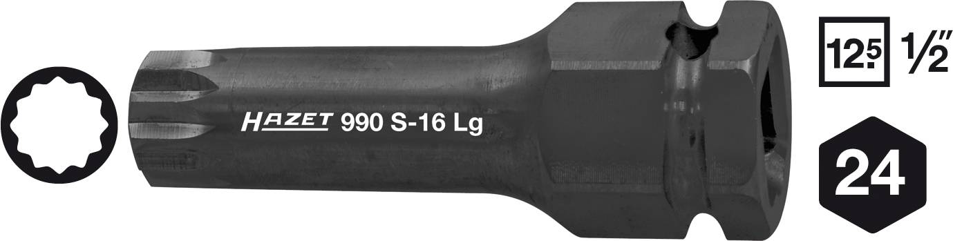 HAZET Kraft-Schraubendreher-Steckschlüssel-Einsatz 990S-16LG Länge (990S-16LG)