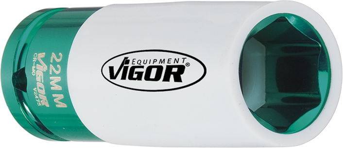 'Nusswerkzeug von Vigor, 22 mm, mit grünem und weißem Design.'