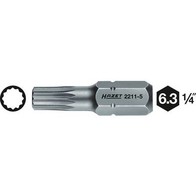 'HAZET 2211-5' Bit-Einsatz mit 6.3 mm (1/4 Zoll) Antrieb. Zeigt Profilform und Größe. Ideal für präzise Schraubarbeiten.